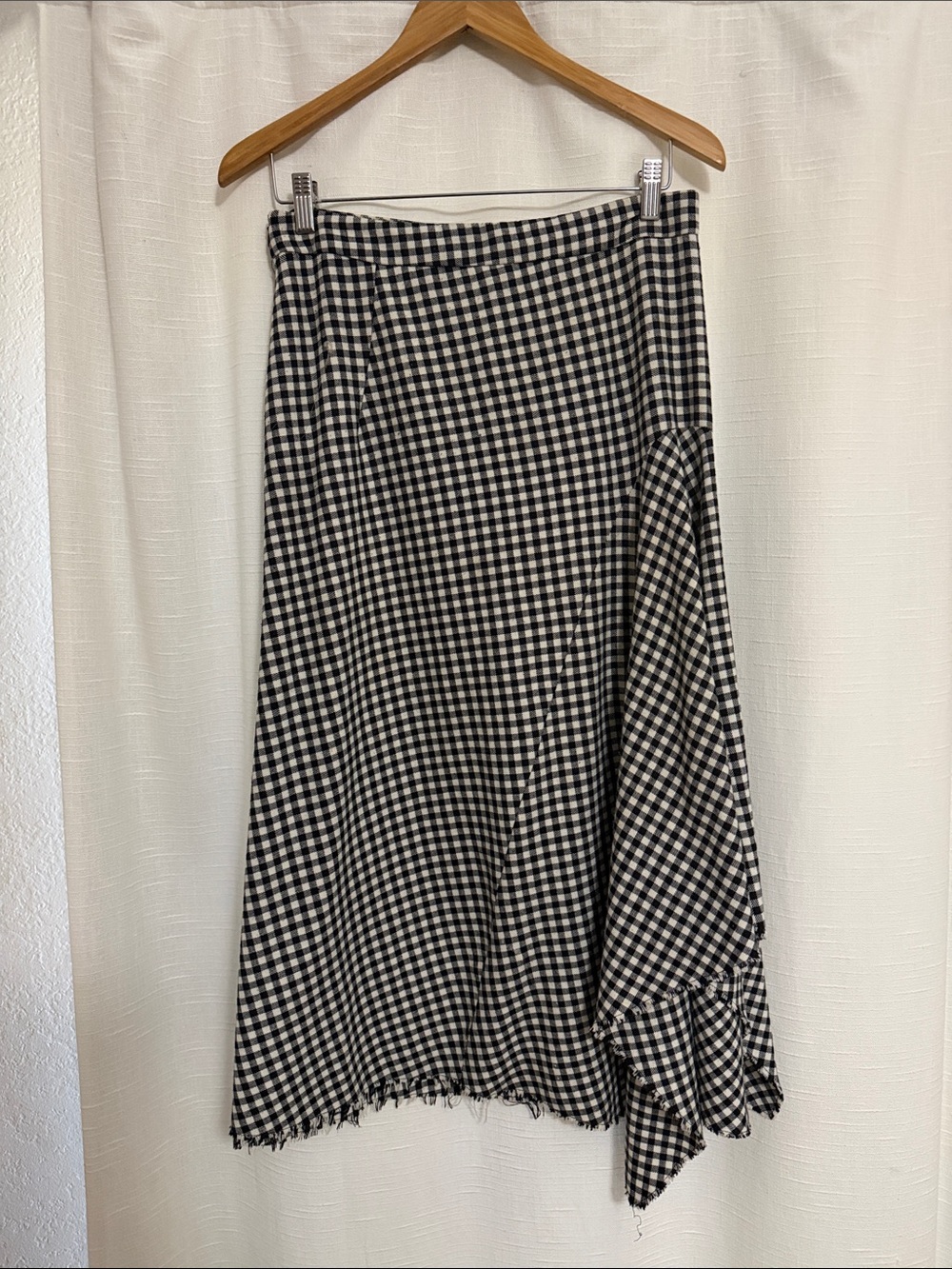 Zara Black and White Gingham Maxi Skirt